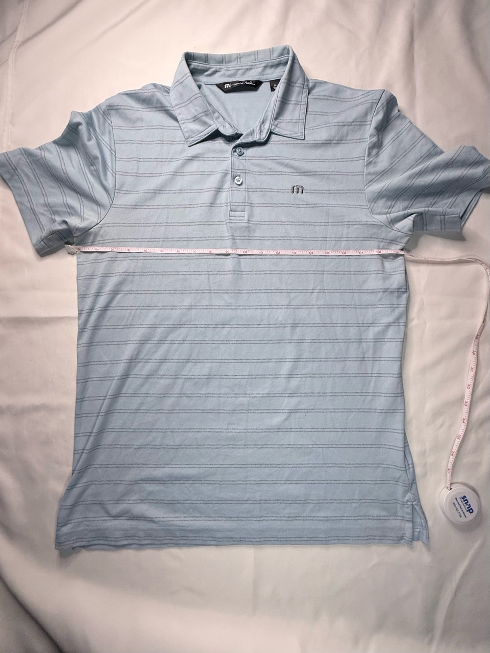 Travis Mathew Light Blue Striped Polo